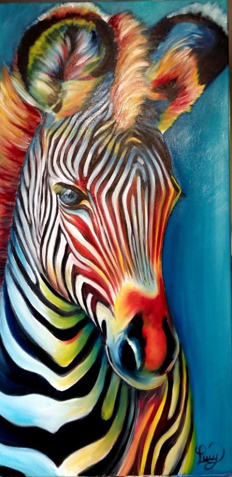 Peinture réaliste d'un zèbre